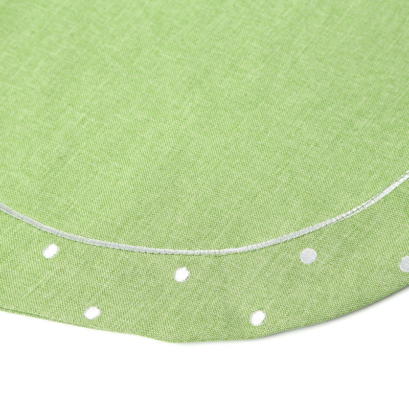Breen Polyester Polka Dots Round Placemat, Green