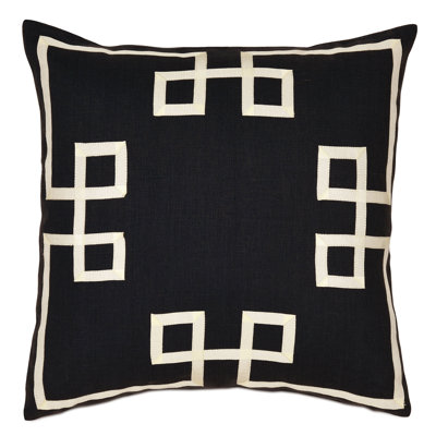 Resort Black Fret Accent Throw Pillow Cover & Insert