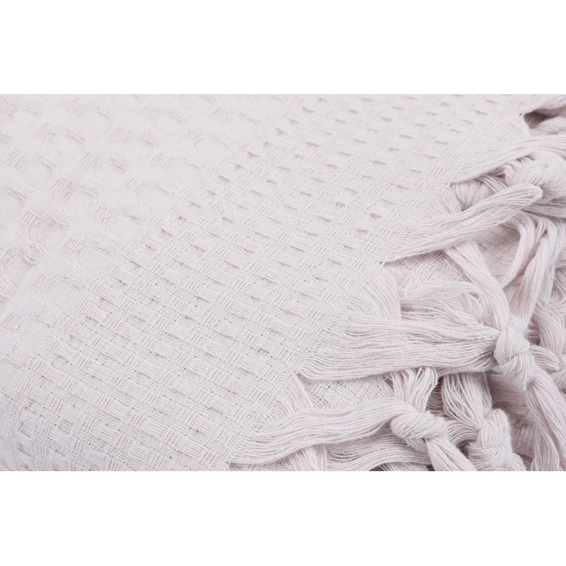 Couvre-lit double fait à la main gris pâle 86,6 x 94,5 | 100% coton, 340 g / m², non élastique, lavable à la machine à 86 ° F | Conception élégante à franges, parfaite pour les chambres confortables et les décors élégants
