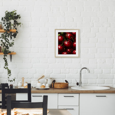 Lush Juicy Cherries Harvest Framed Print Under Glass, design by Christine Simpson Art