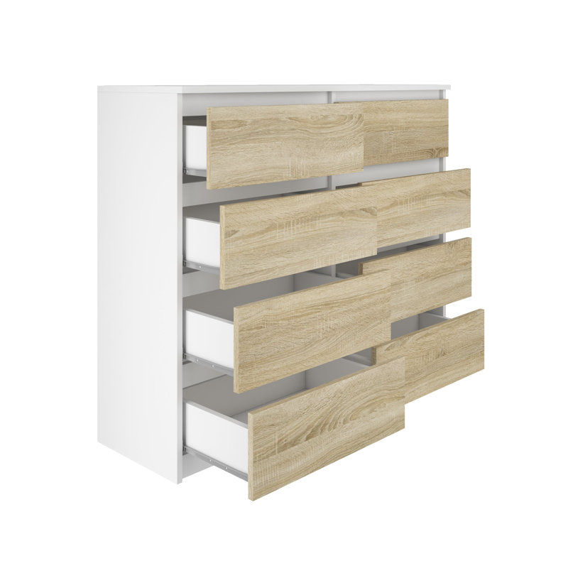 Antonese 100cm W 8 - Drawer Chest of Drawers, Sonoma/White