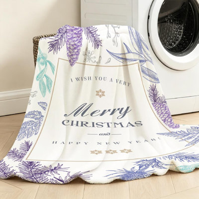 Jeté transparent en flanelle molletonnée ultra douce, impression de recto de voeux de Noël