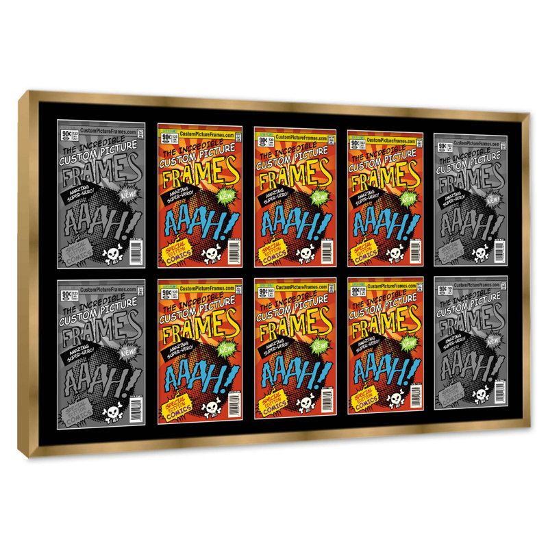 Wood Picture Frame with Mat, 7.125" x 10.5", Gold/Black, 44" x 25.75"