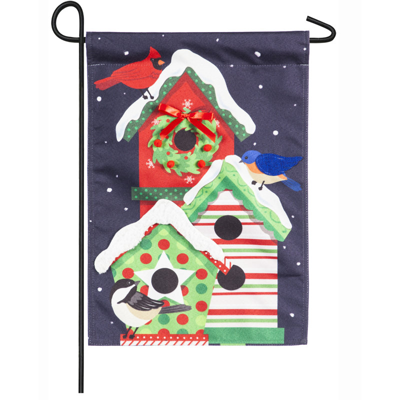 Lin à 2 côtés 18 x 13 po de noël nichoir trio drapeau de jardin