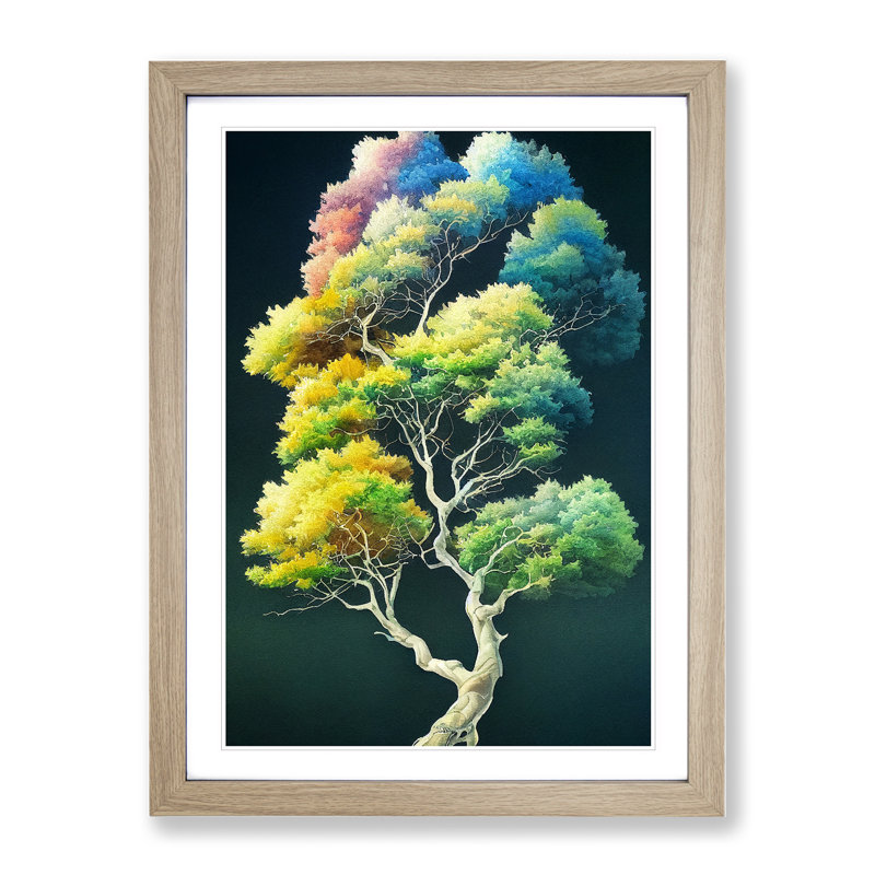 Awesome Tree No.3 - Single Picture Frame Painting, 34cm H x 25cm W x 2cm D, Oak Framed