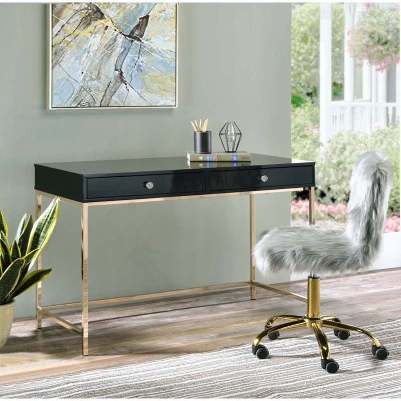 Élégant bureau d'écriture avec 2 tiroirs spacieux, parfait pour les bureaux et les espaces de travail modernes.