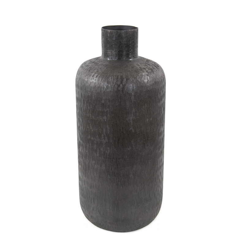 Vase gravé à l'eau, H 18 po x l 8 po x P 8 po, Gris