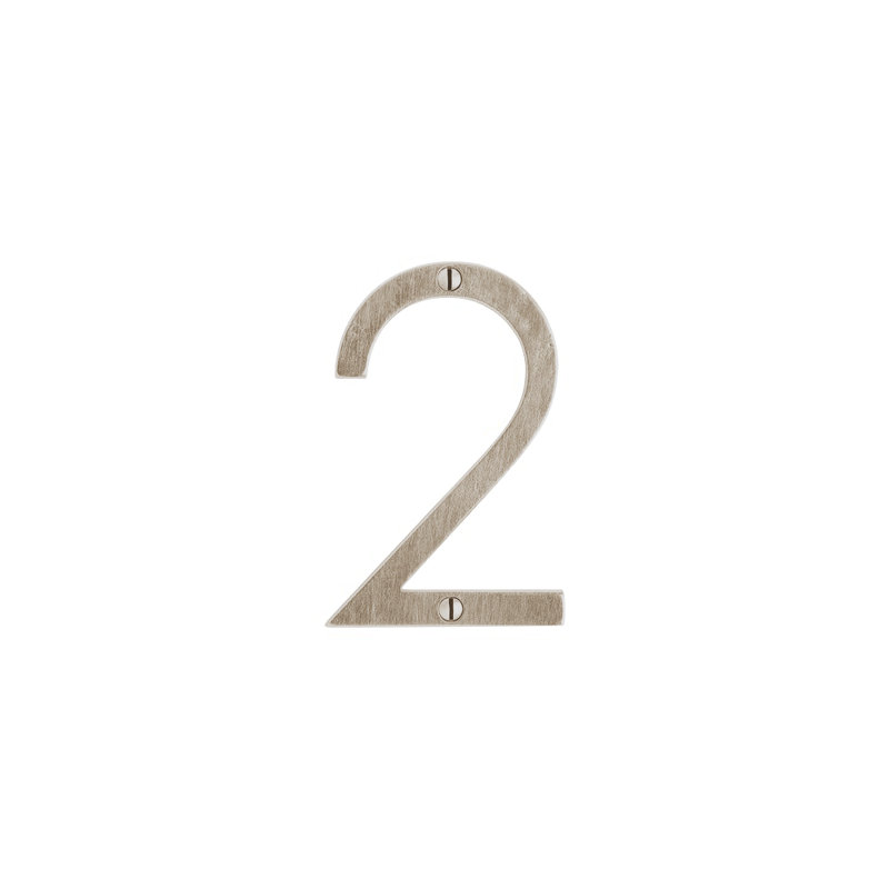 4" House Number, White Bronze Brushed, 2, 4" H x 2.63" W x 0.25" D