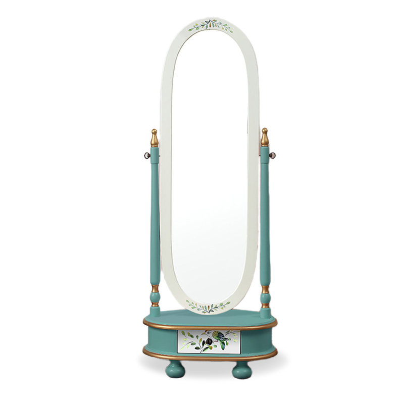 Modern Painted Arched-Panel Drawer Full-Length Mirror