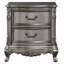 Table de chevet 2 tiroirs Ariadne en platine antique