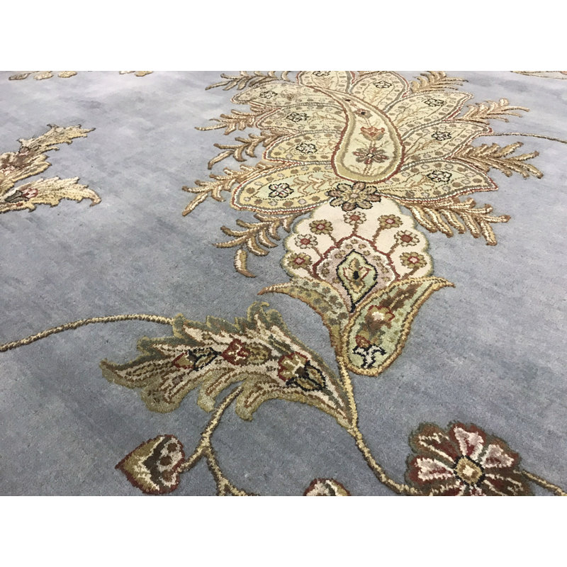 Hand-Knotted High-Quality Dark Blue Area Rug