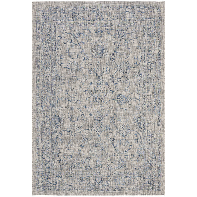 Tapis oriental d'intérieur / extérieur Bismark Performance, Rectangle 5 pi 3 po x 7 pi 7 po, Grey/Navy