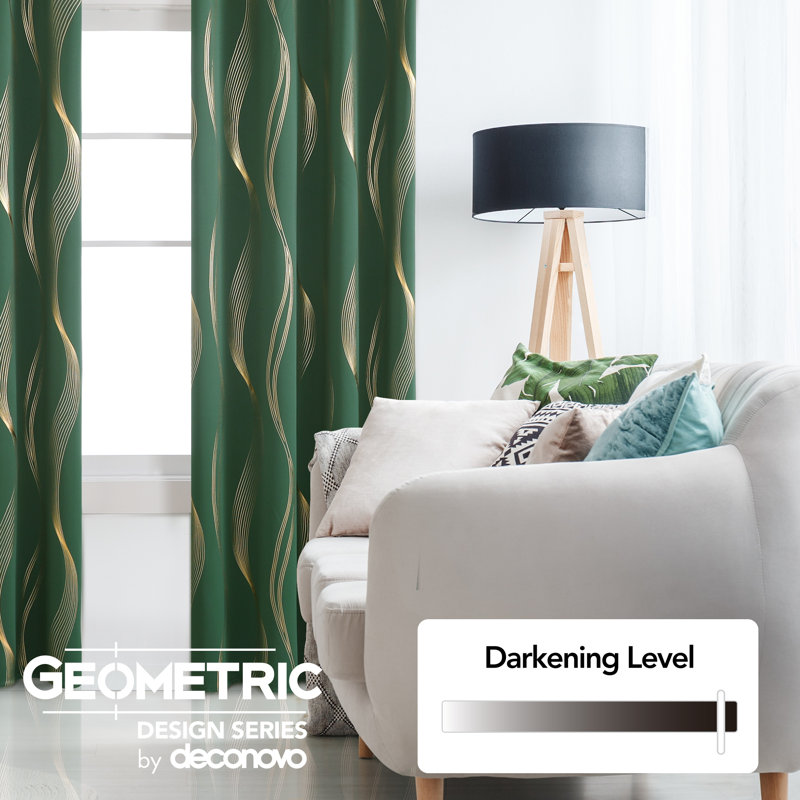 Geometric Blackout Thermal Curtain Pair, 52" W x 84" L, Dark Gray