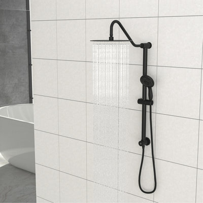 Douche de 10 pouces - deux têtes, 5 modes de sortie d'eau, fixation murale, accessoire de salle de bain