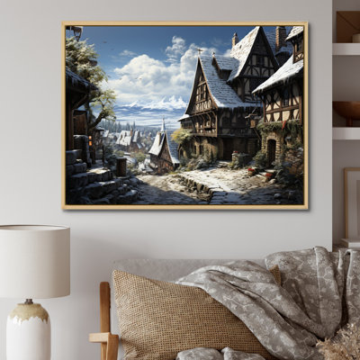 Winter Village Landscape I, reproduction d'art sur toile