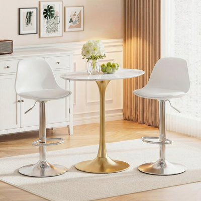 Swivel Upholstered Adjustable Height Bar Stool