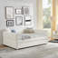 Lit de jour avec canapé-lit rembourré capitonné, taille double, tissu velours, beige (83 po x 58,5 po x 29,5 po)