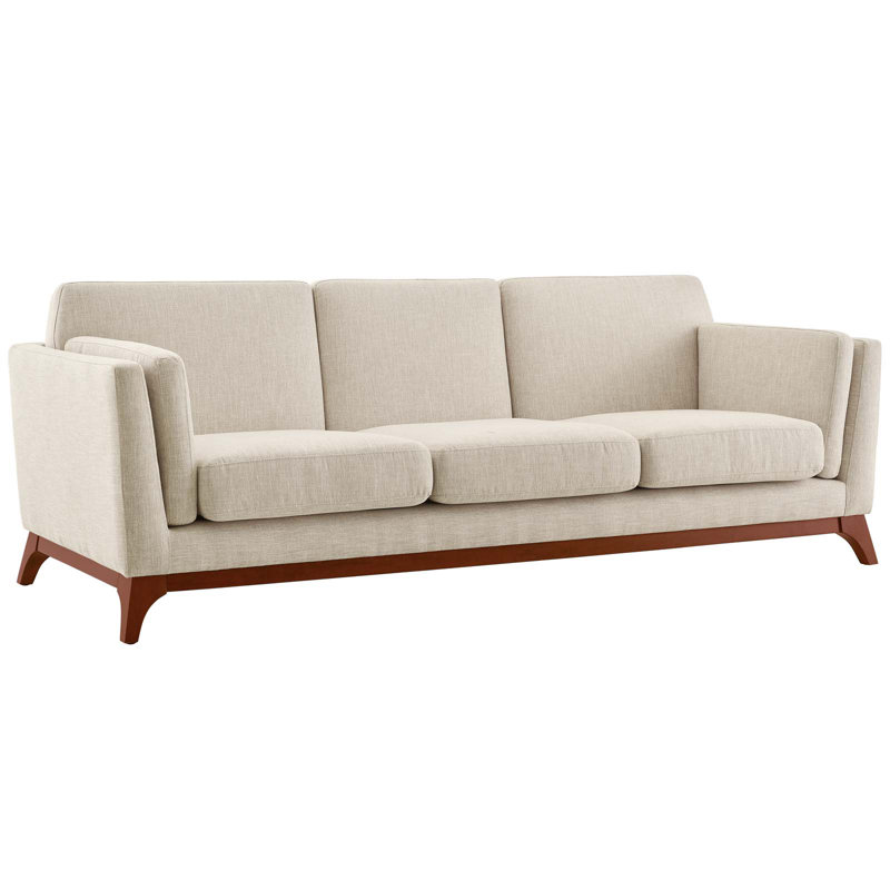 Modway Chance Upholstered Fabric Sofa, Beige Polyester Blend