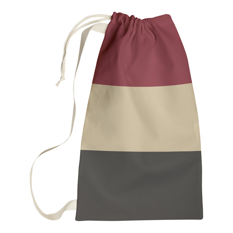 Fabric Laundry Bag with Handles, 29" H x 18" W x 1.5" D, Brick Red/Desert Sand/Black