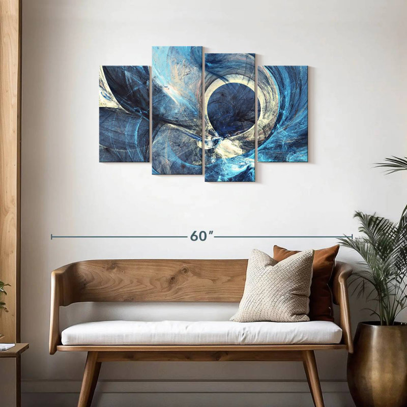 Avery gris et bleu abstrait, H 27 po x l 43 po