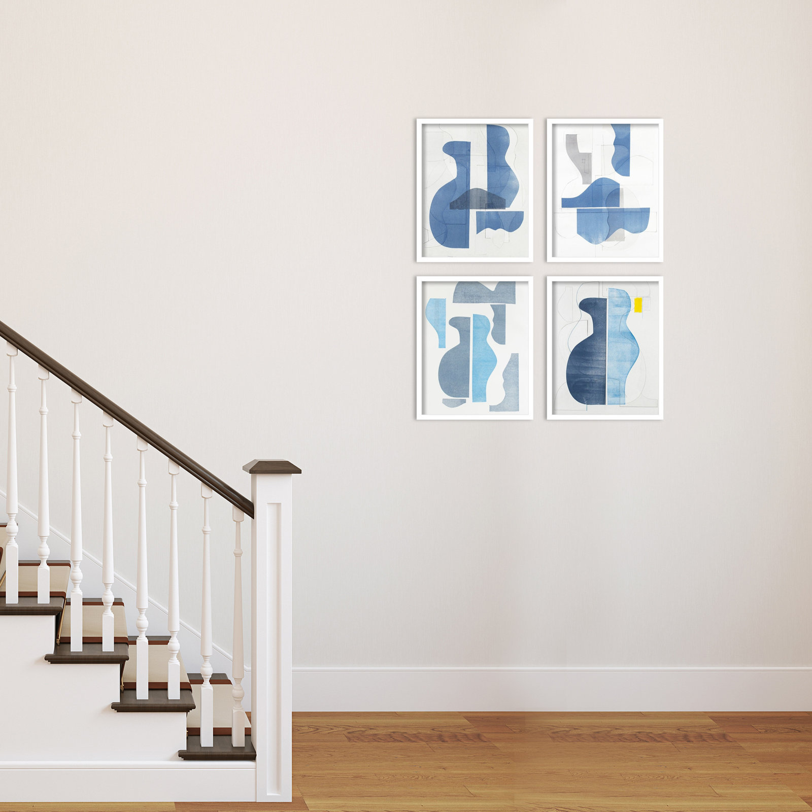 Pottery Forms 4-Piece Print Set, 37" W x 45" H, White