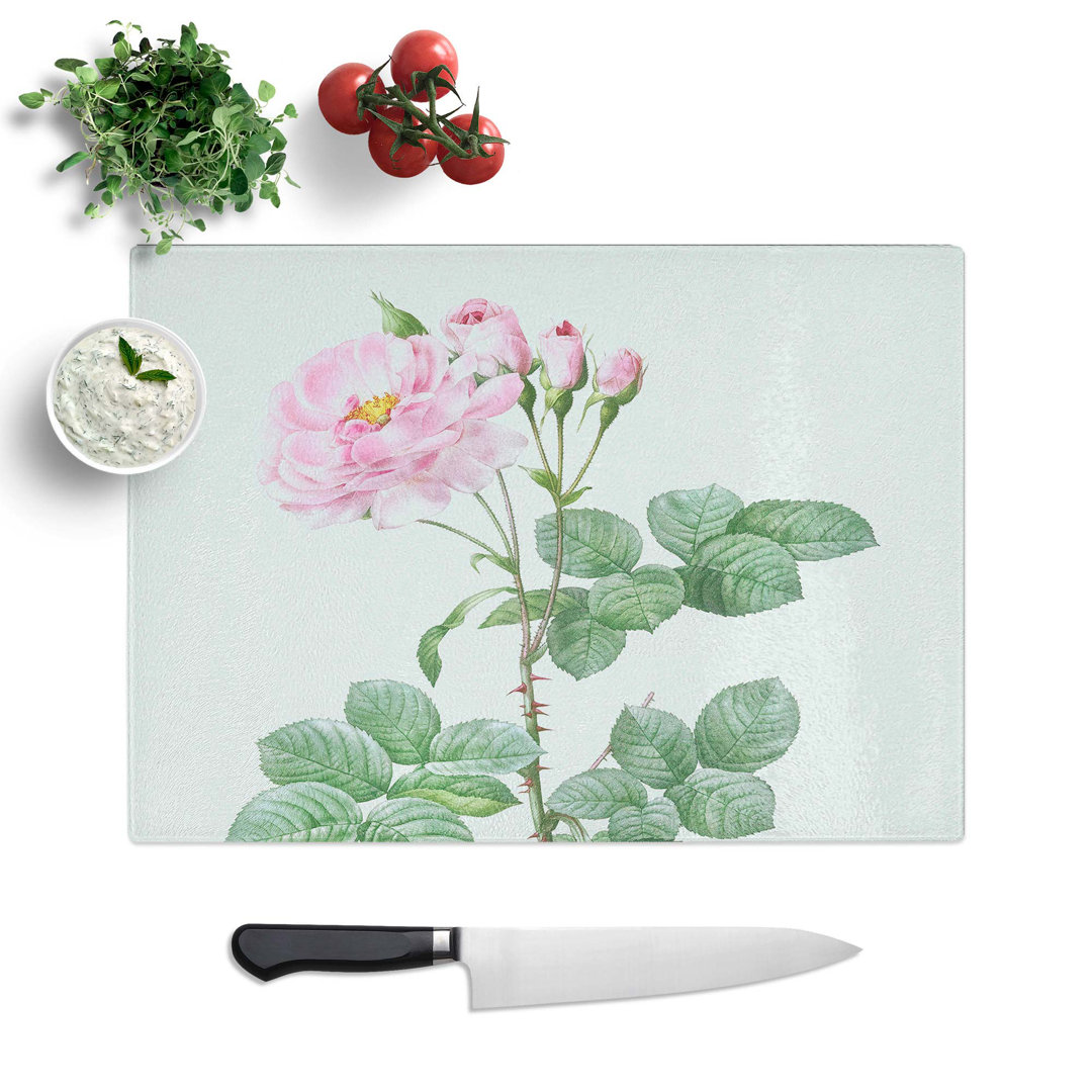 Tempered Glass Rose by Pierre-Joseph Redoute Chopping Board