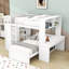 Lit superposé en bois avec bureau, tablettes et garde-robe-230391129-230391128