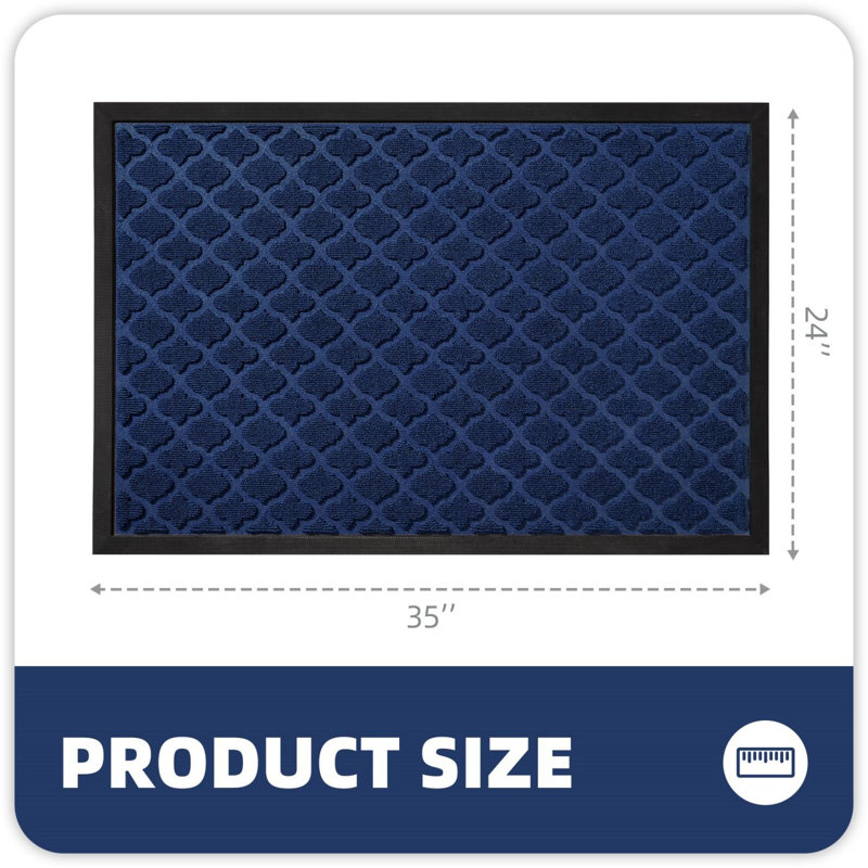 Non-Slip Outdoor Door Mat, Blue, 24'' W x 36'' L