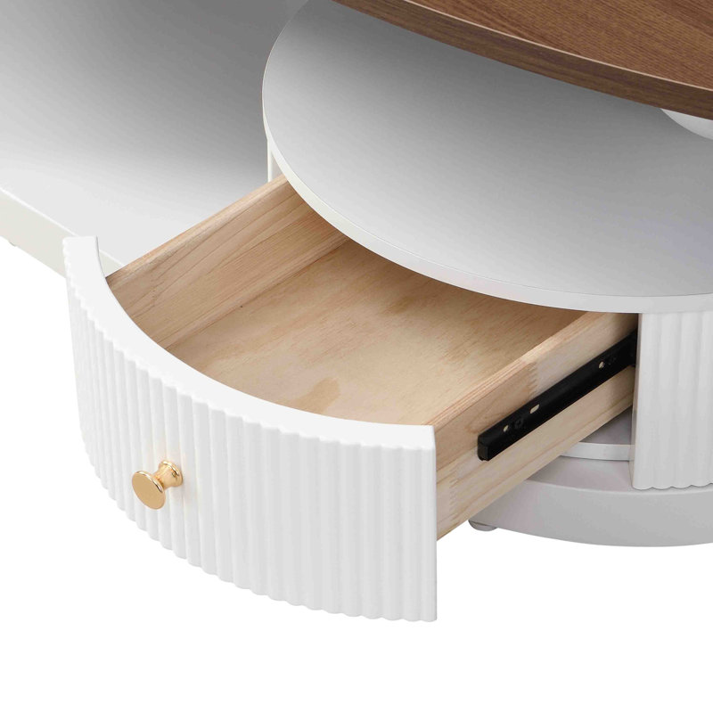 Ensemble de 2 tables basses gigognes, Blanc, Brun
