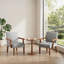 Ensemble de 2 fauteuils d'appoint en tissu contemporains avec table ronde en bois gris ardoise