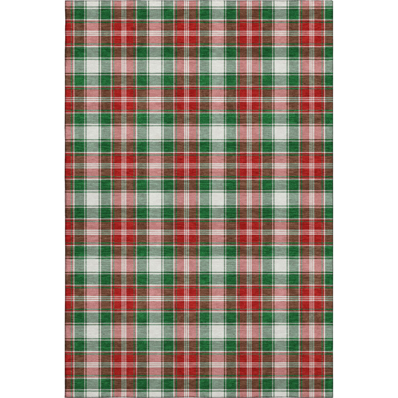 Premium Machine Washable Dockside AMF1817 Christmas Plaid Rug, Rectangle 2'6" x 3'10"