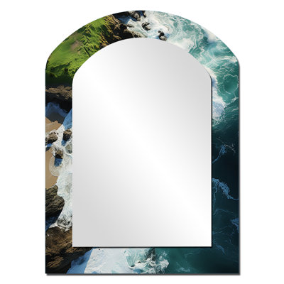 Vue aérienne de l'île tropicale IV - Grand miroir mural arqué sur métal