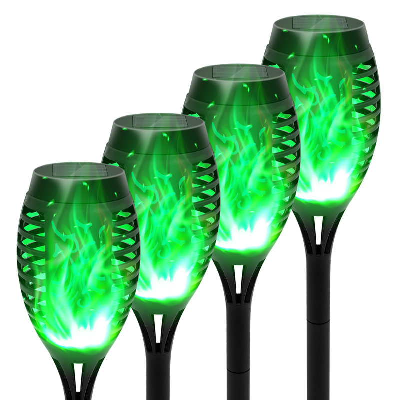 Solar Lights Outdoor, 4 Pack Solar Torch Light with Flickering Flame, Waterproof Solares Garden Light, Outdoor Solares Lights for Yard, Flame Torches for Halloween Decorations Decor Yard