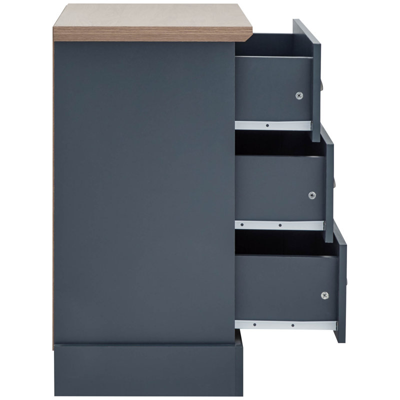 Brielle 59cm W 3 - Drawer Chest of Drawers, Slate Blue/Oak