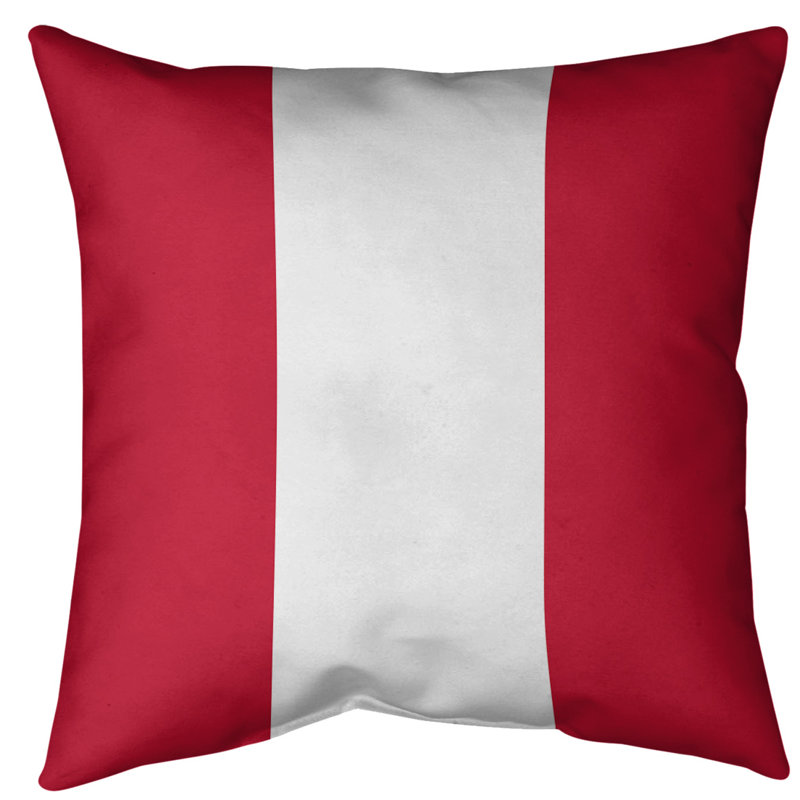 Coussin décoratif d'intérieur/d'extérieur, 20 po x 20 po, Rouge clair / blanc
