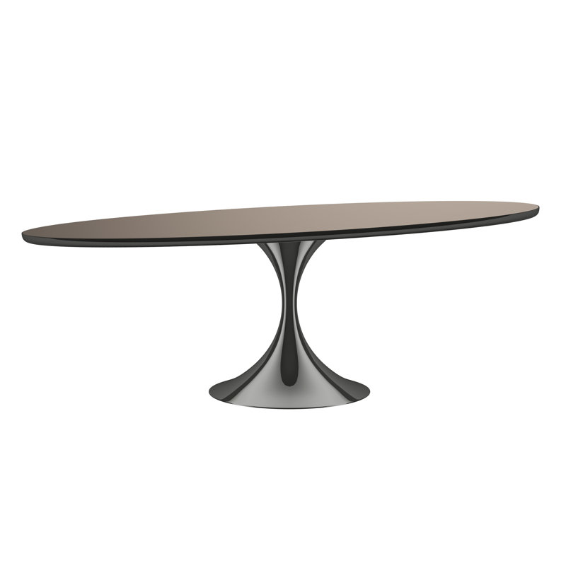 Semper Oval Glass Dining Table, 30" H x 96" L x 51" W
