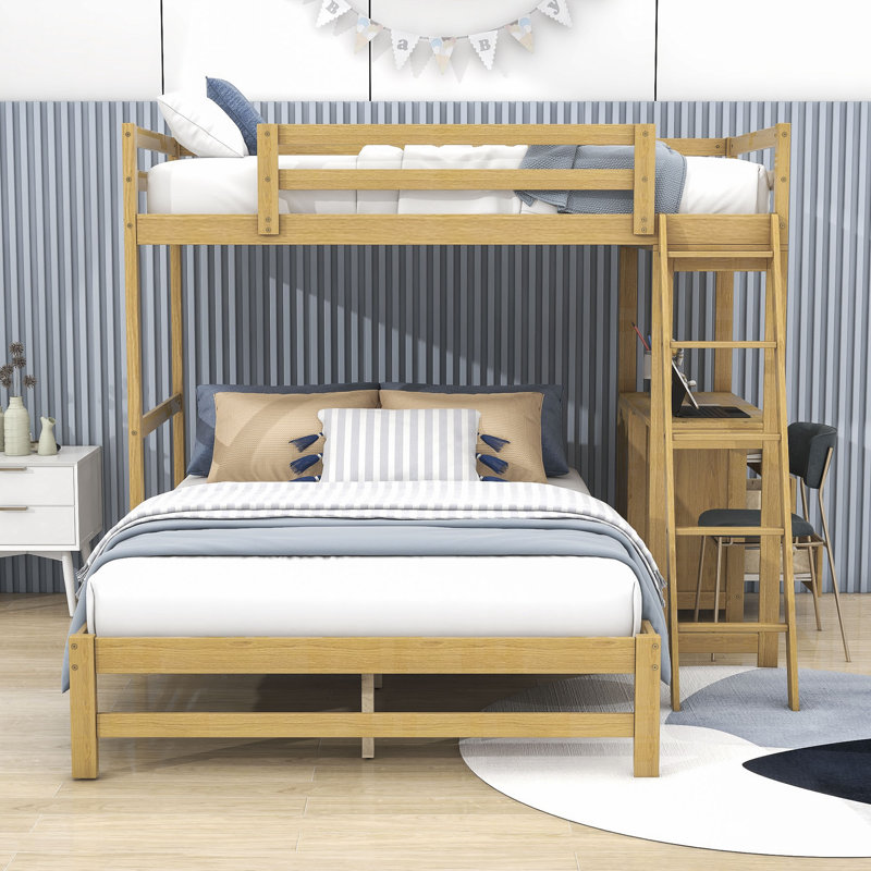 Etra Kids Twin Over Full Bunk Bed with Drawers, Natural