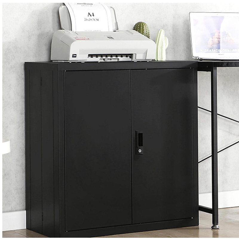 Classeur verrouillable avec portes et 2 tablettes réglables pour la maison, le bureau, l'école et le garage