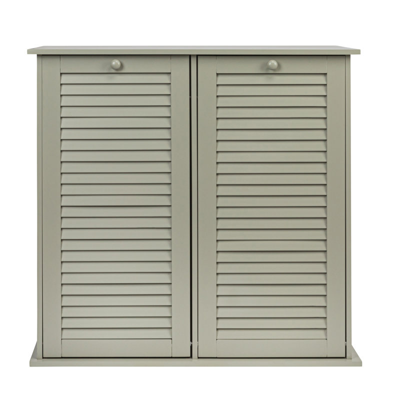 Gray Tilt-Out Cabinet Laundry Sorter with Shutter Front