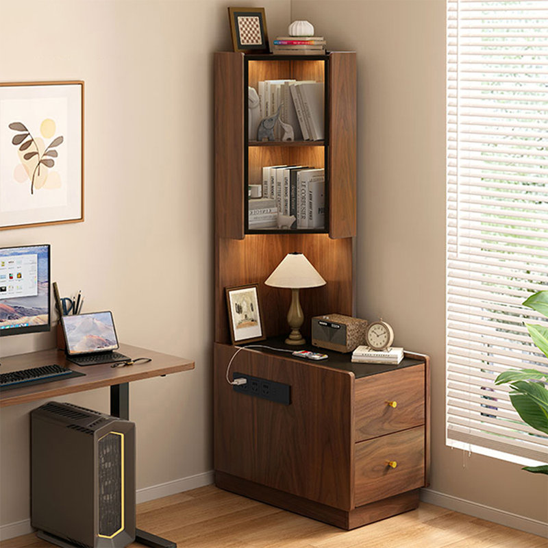Bibliothèque standard en noyer manufacturé moderne, (5 tablettes) H 64,96 po x l 23,62 po x P 15,75 po