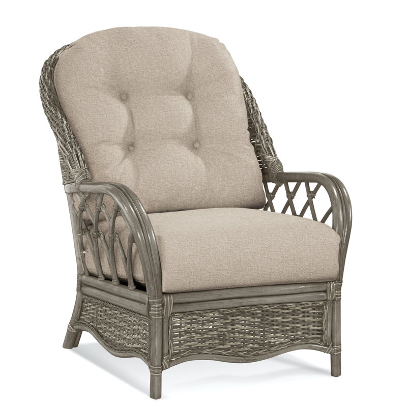 Chaise avec accoudoirs en rotin Everglade, Rayures vert et bleu; 0252-54, Pierre de foyer