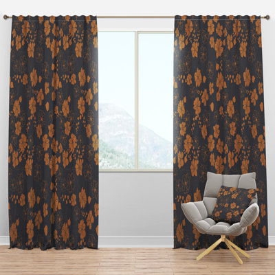 Panneau de rideau simple semi-diaphane avec passe-tringle Mid-Century