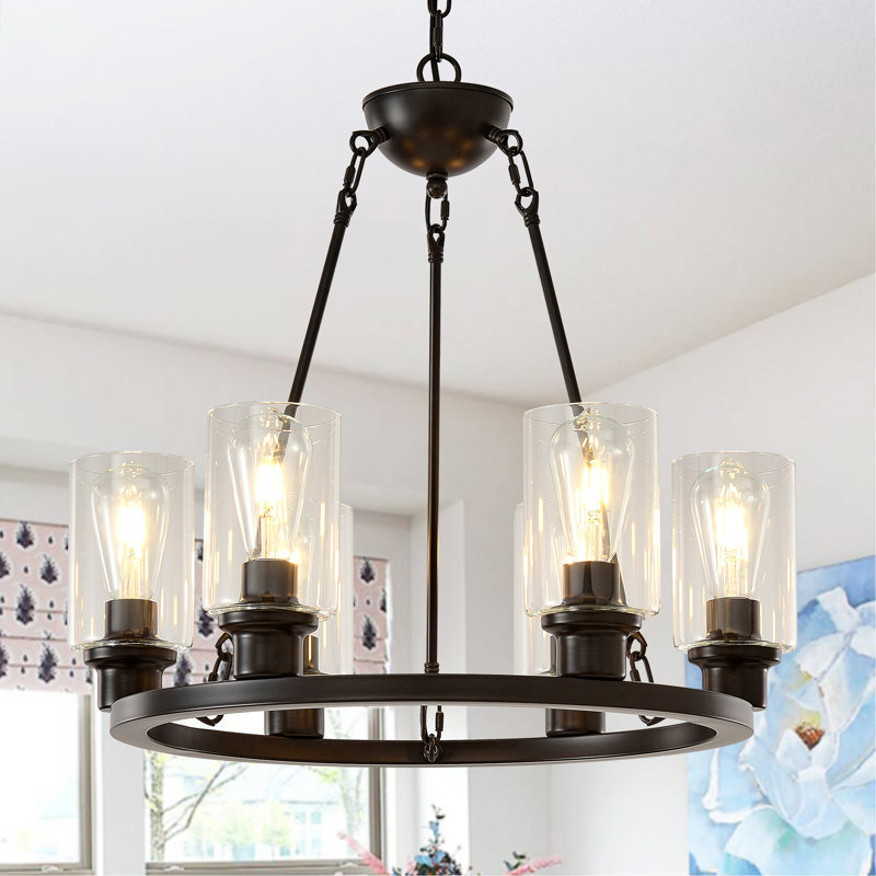Lustre en roue de chariot 23 lumières 23,62 "moderne avec lumière (sans ampoules) pour salle de bain de chambre à coucher, salon - E26 - brun café