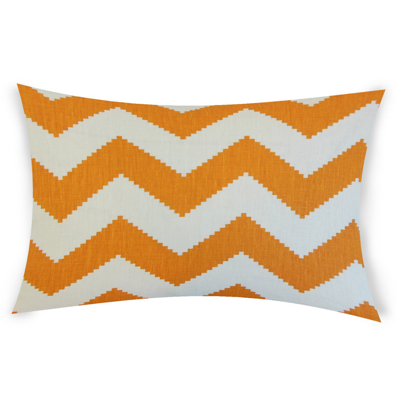Chevron Feather Linen Reversible Throw Pillow, Gray, 12" H x 18" W