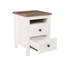 Table de chevet en bois blanc et brun avec 2 tiroirs pour la chambre à coucher, rangement élégant et attrayant 2 chambres - brun, espace de rangement spacieux, design intemporel, fabrication-894761560