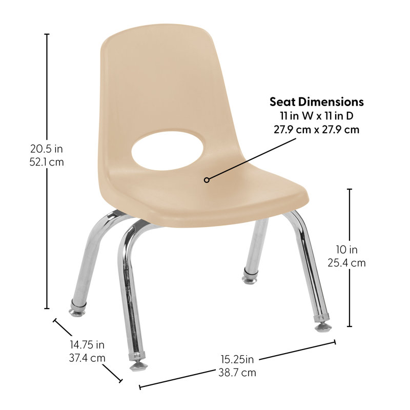 Chaise empilable 10 pouces avec glissières pivotantes, 120 pièces / palette, Beige, 12", 96