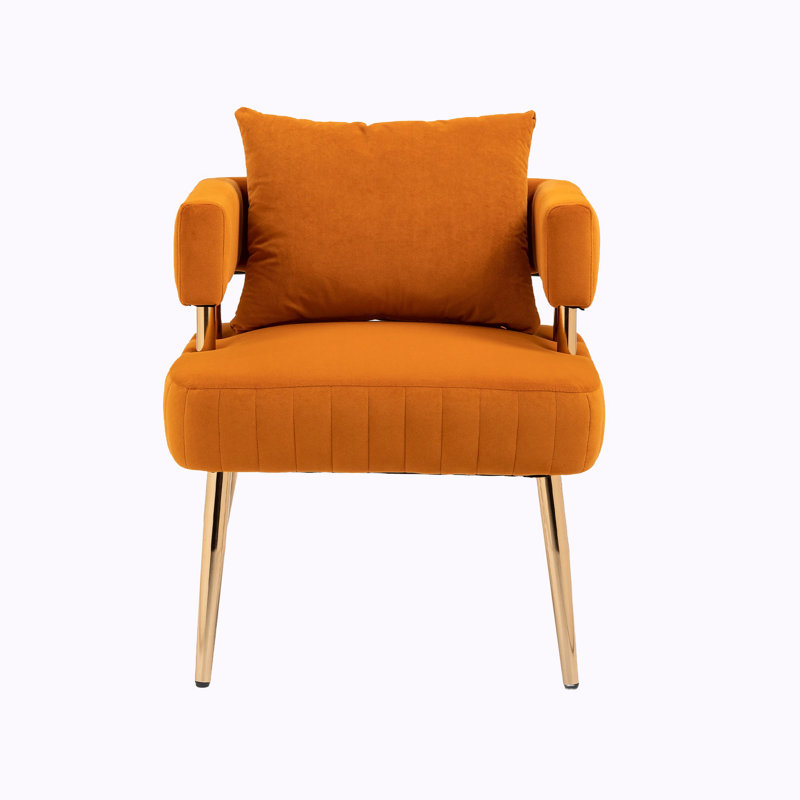 Izayah Upholstered Accent Chair, Orange Velvet