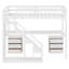 Lit mezzanine simple avec bureau, 2 commodes et bande lumineuse à DEL - Structure de lit en bois compacte, blanc-2017661388-2017661389