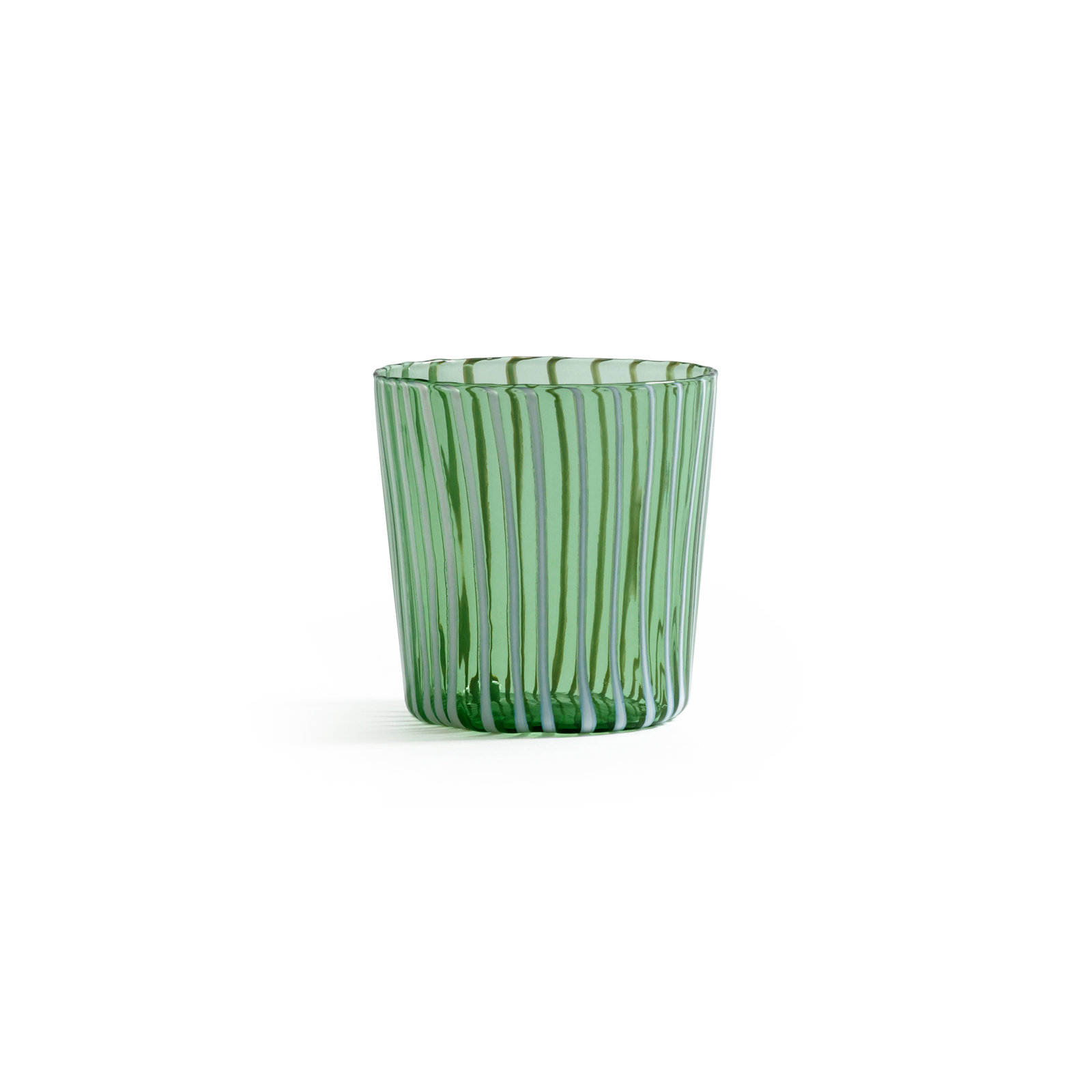 Marina White Stripe Glass Tumblers, Set of 6, Green