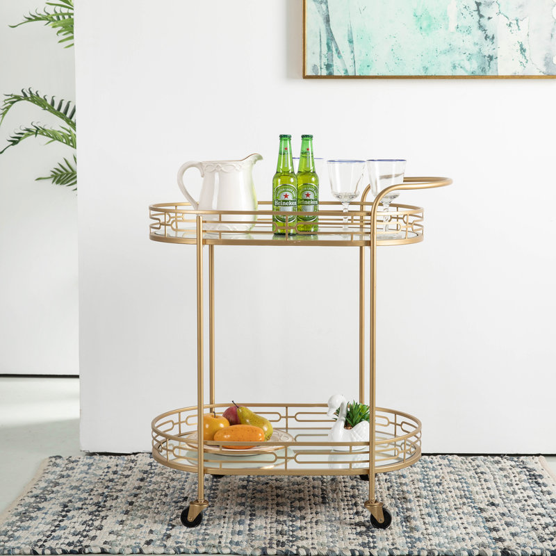 Chea Metal Bar Cart, Gold